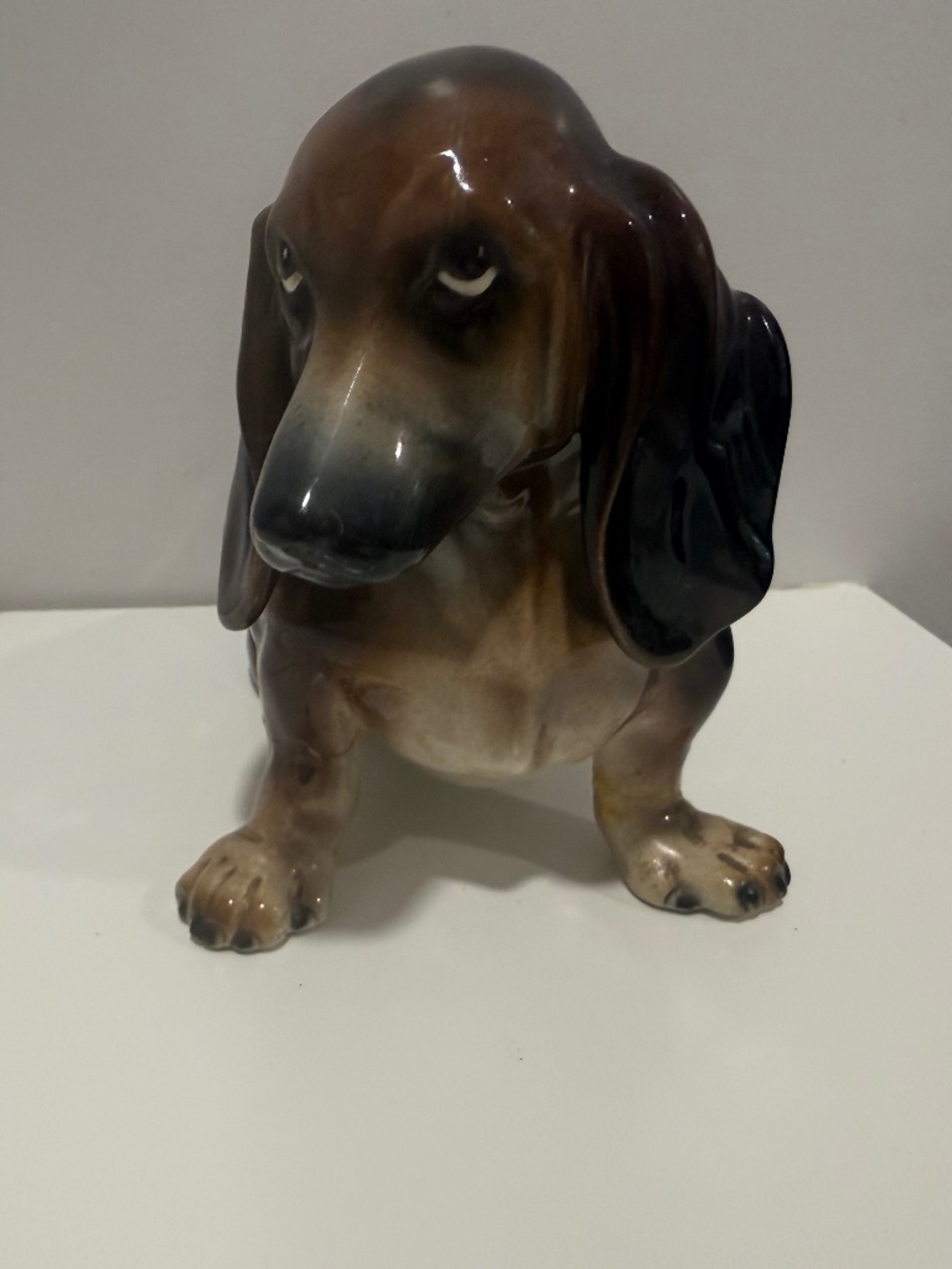 Vintage Keramos Austria Dachshund Dog Figurine 5009 - Brown Ceramic Wiener Dog